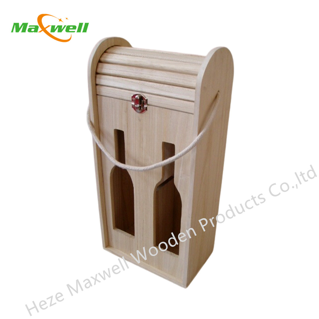 Arch Lid Wood Wine Box/2 Bottles