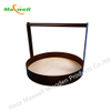 Round Wood Serving Tray with Metal Edges