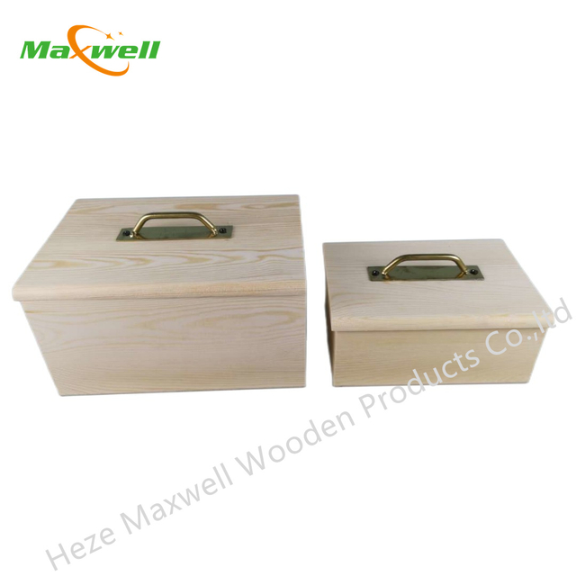 WOODEN BOX WITH METAL HANDLE