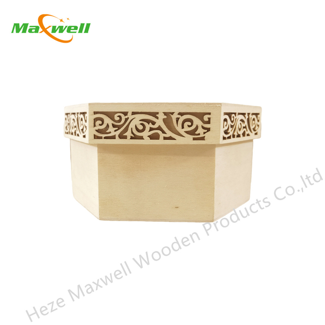 Hexagon Shaped Wood Box with Laser Lid