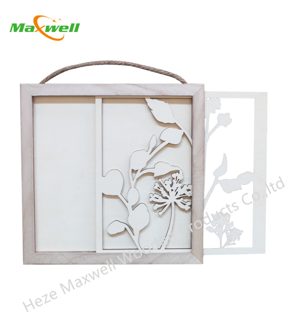Wood Sign Square with Layered Flowers
