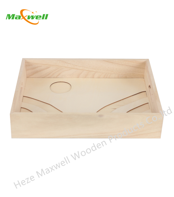 Wood Rectangle Tray with Craved Bottom