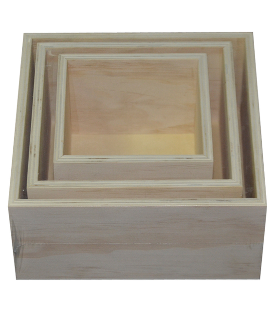 BOXMULTI 3PC SQUARE WOOD