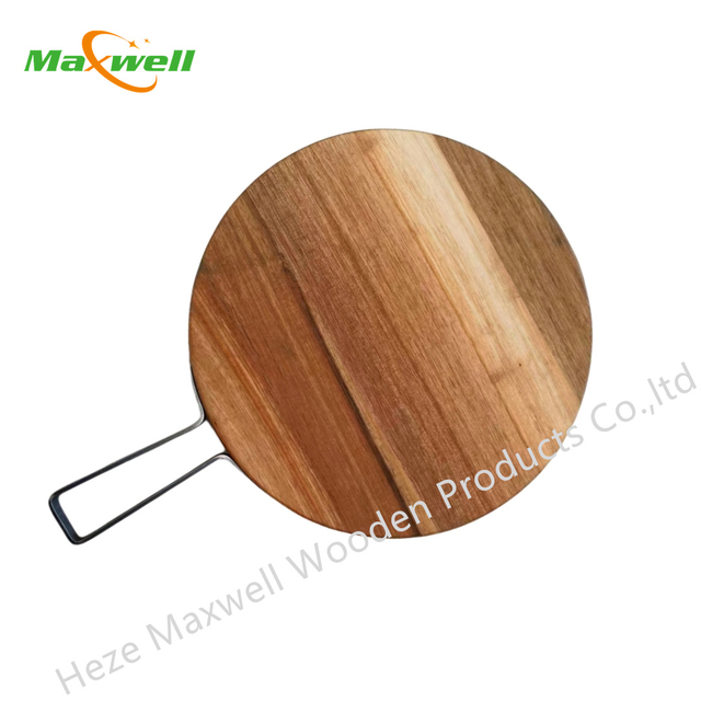 Acacia Wood Tray with Metal Handle