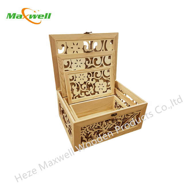 WOODEN LASER CUT BOX SET/3