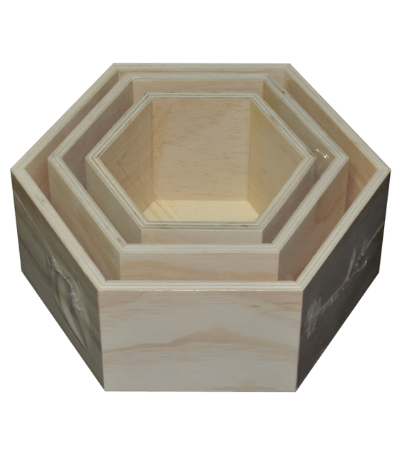 BOXMULTI 3PC HEXAGON WOOD