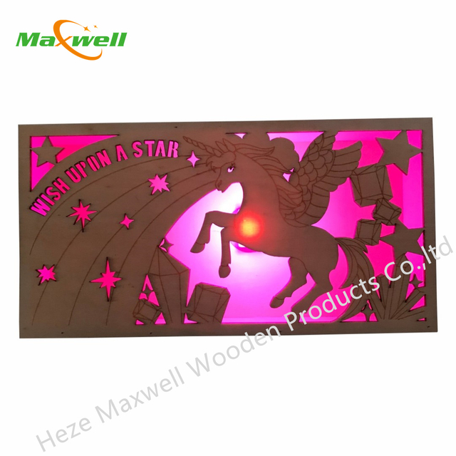 WOOD LED BOX WISH UNICORN