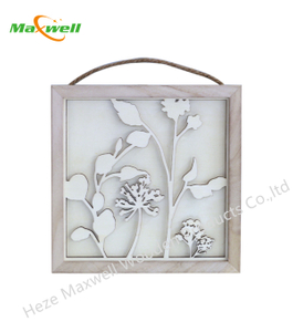 Wood Sign Square with Layered Flowers