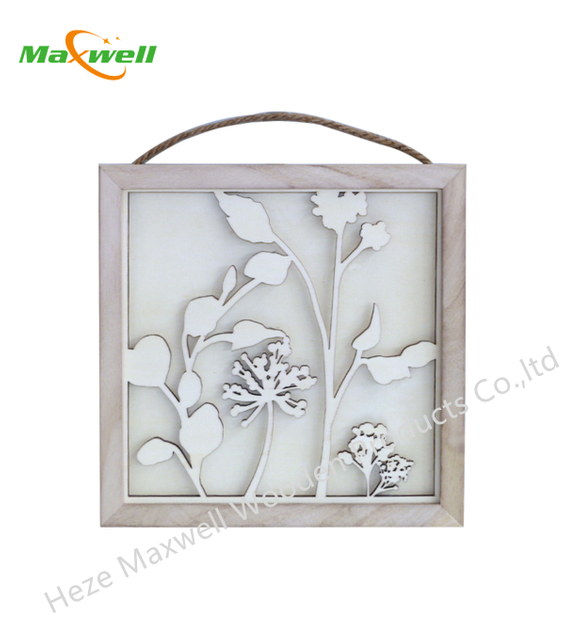 Wood Sign Square with Layered Flowers