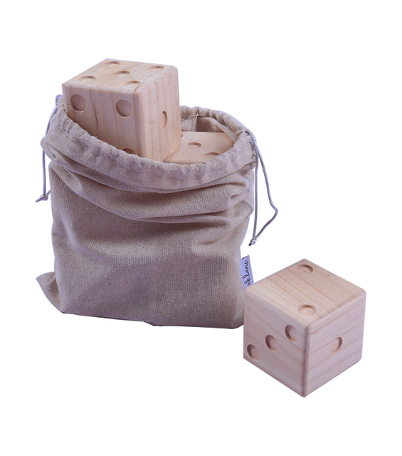 UNFINISHED WOOD YARD DICE W BAG