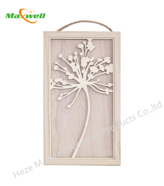 Wood Sign-Rectangle with Flower Layered