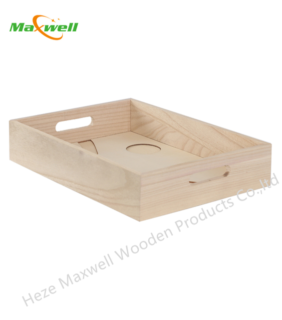Wood Rectangle Tray with Craved Bottom