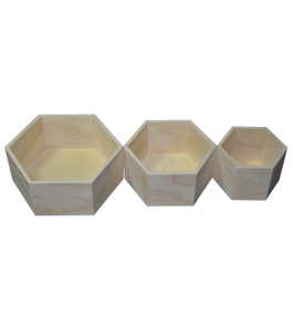 BOXMULTI 3PC HEXAGON WOOD