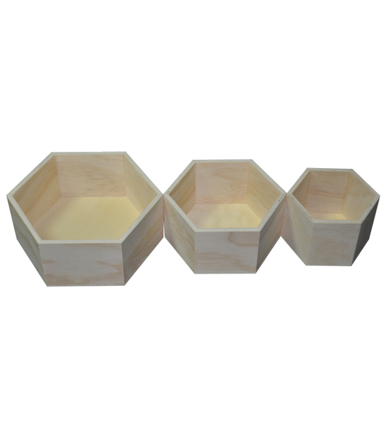 BOXMULTI 3PC HEXAGON WOOD
