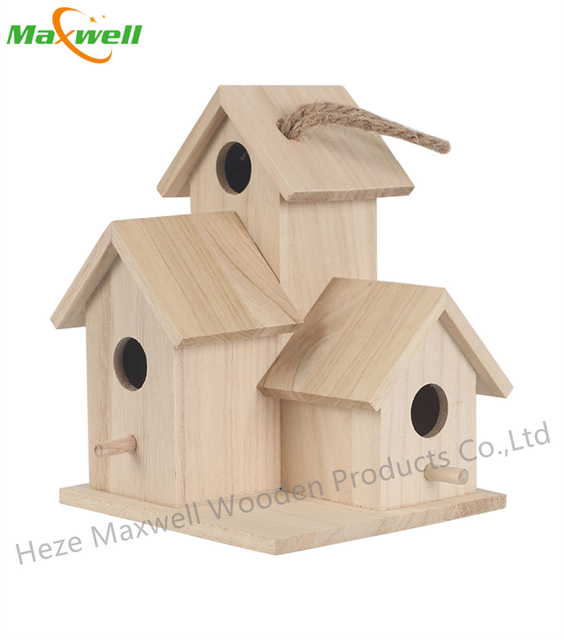WOOD BIRDHOUSE-3 SIDED