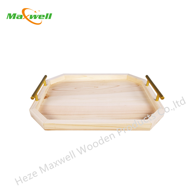Octagon Tray with Gold Handles