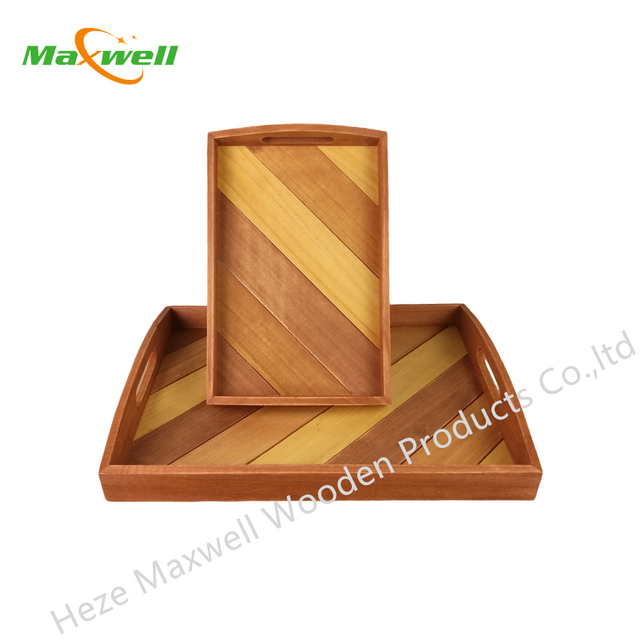 Wood Rectangle Serving Tray-Planked Bottom