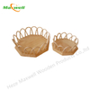 Wood Hexagon Serving Tray-Rattan Edges