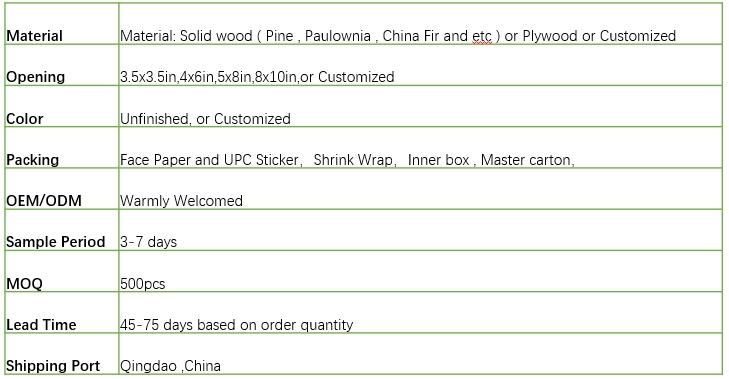 Wood Photo Frame Attributes