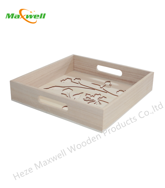 Wood Serving Tray-Layered Flower