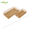 Wood Rectangle Serving Tray-Rattan Edges