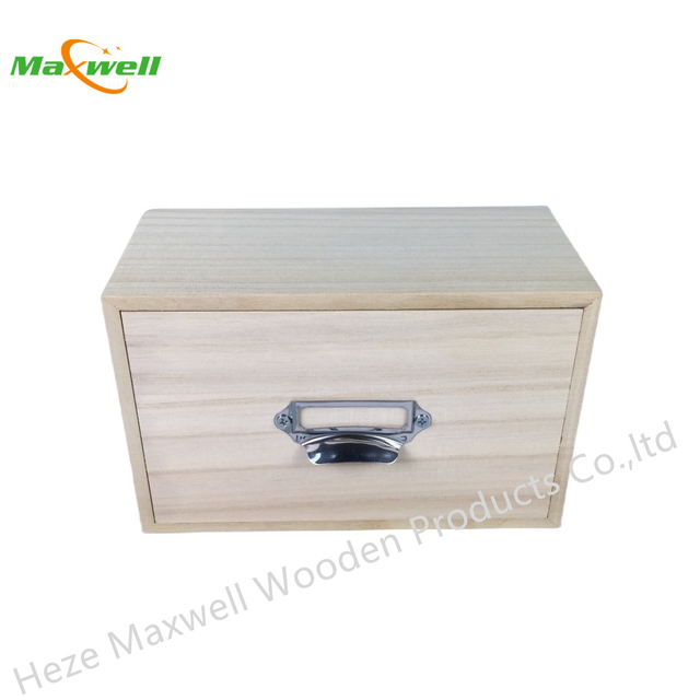 Wood Box With Drawer&Metal Handle