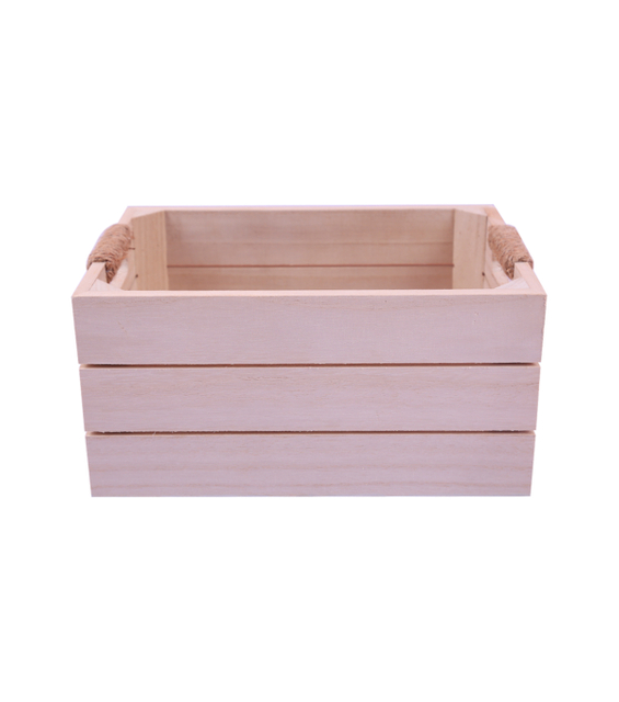 WOOD CRATE MED W ROPE