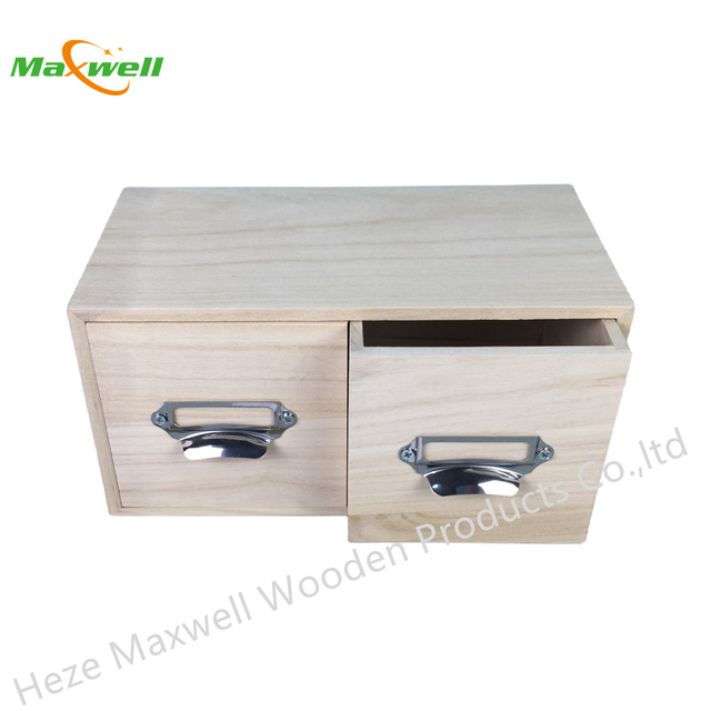 Wood Box With 2 Drawers