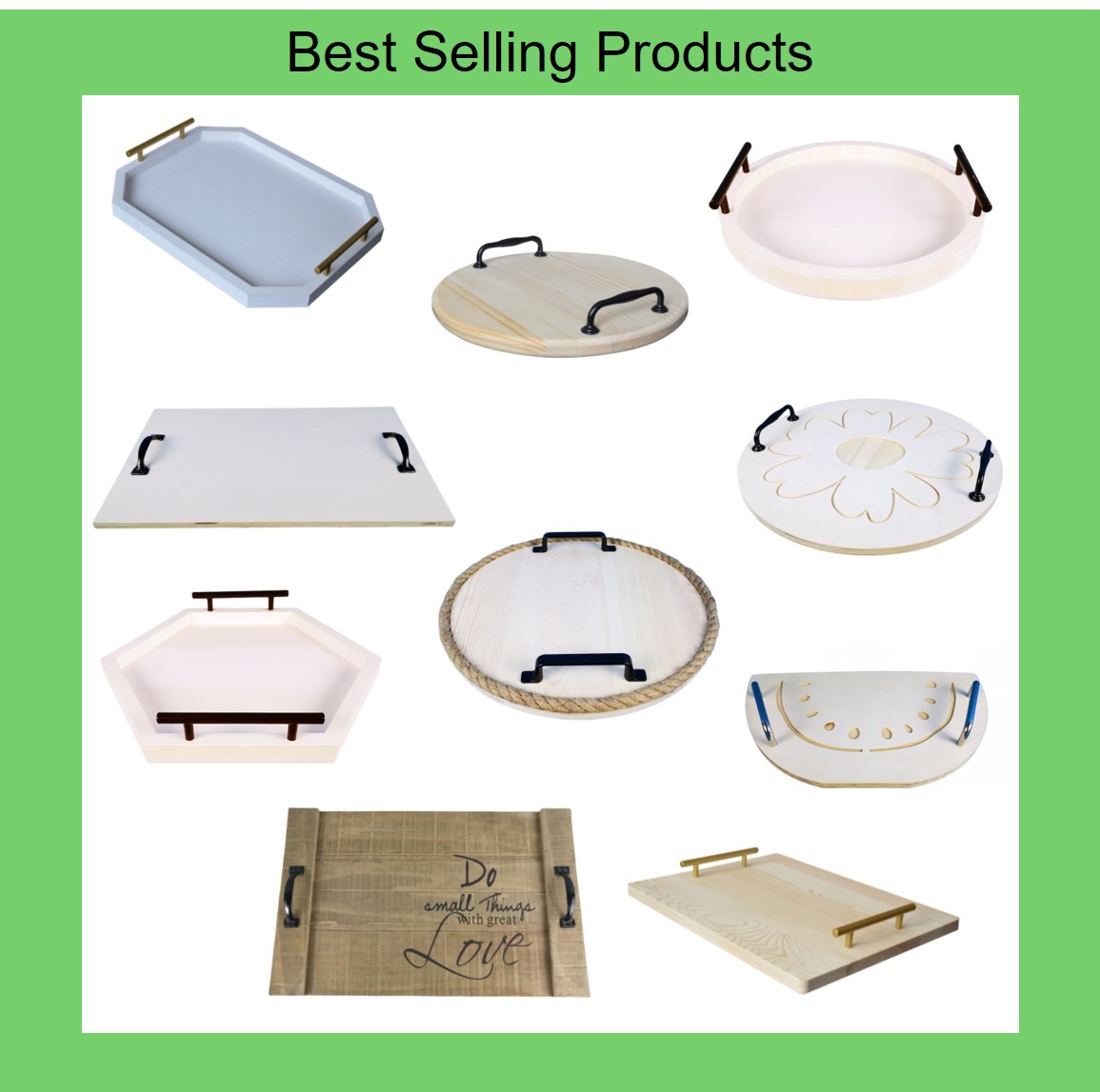 Wood Serving Tray with Metal Handles-Best Selling Products