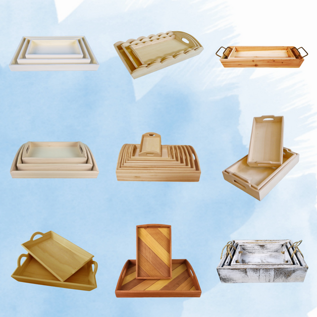 Wood Serving Tray Set