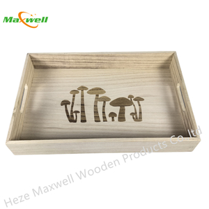 Wood Serving Tray-Mushrooms
