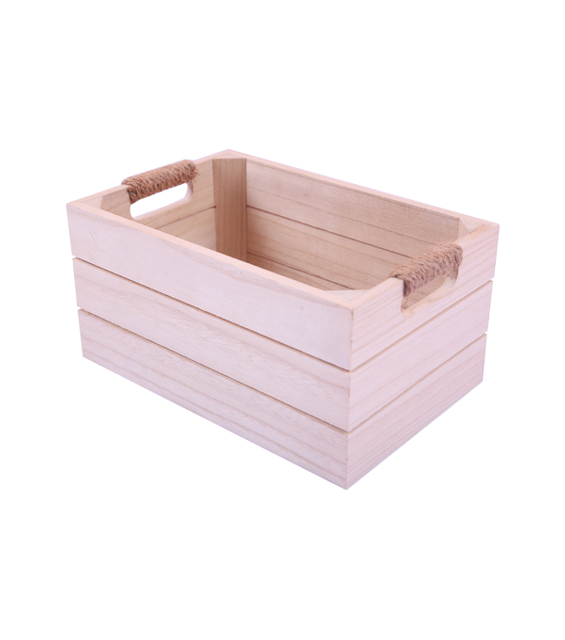 WOOD CRATE MED W ROPE
