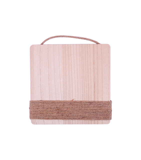 WALL DECOR WOOD SQUARE WITH ROPE