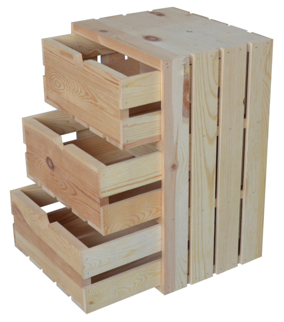 3 DRAWER WOOD CRATE