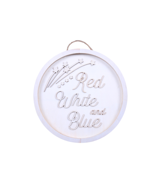 WALL DECOR RED WHITE BLUE ROUND